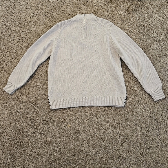 100% Virgin Acrylic Vintage Geometric Crewneck Sweater In Tan & Brown, Size Med - Picture 6 of 7